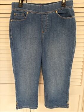 Glory Vanderbilt Women’s Capri Jeans Sz 10 Med Wash Pull On Pockets High Rise